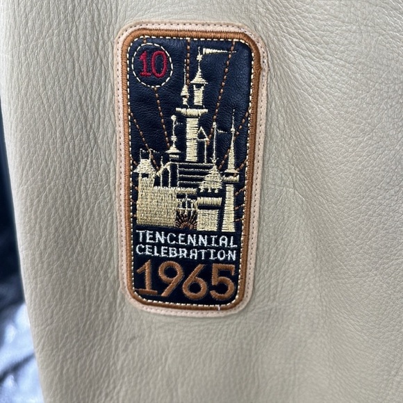 Disneyland 50th Anniversary leather jacket Black & Tan Bomber Style 2XL - Picture 4 of 8